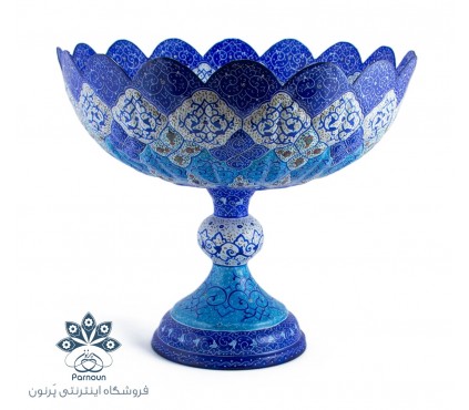 میوه خوری میناکاری پایه دار اصفهان با دهانه 30 سانتیمتری