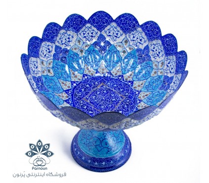 میوه خوری میناکاری پایه دار اصفهان با دهانه 30 سانتیمتری