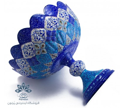 میوه خوری میناکاری پایه دار اصفهان با دهانه 30 سانتیمتری