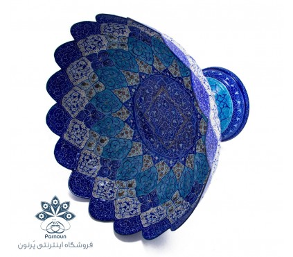 میوه خوری میناکاری پایه دار اصفهان با دهانه 30 سانتیمتری