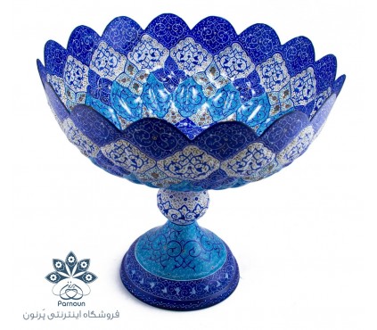 میوه خوری میناکاری پایه دار اصفهان با دهانه 30 سانتیمتری