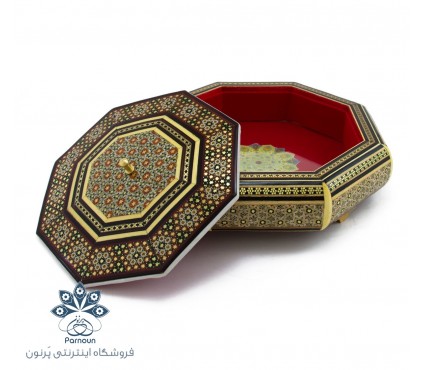 شکلات خوری چوبی 8 ضلعی خاتم کاری شده اصفهان