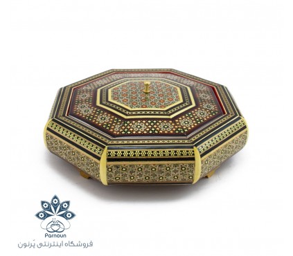 شکلات خوری چوبی 8 ضلعی خاتم کاری شده اصفهان