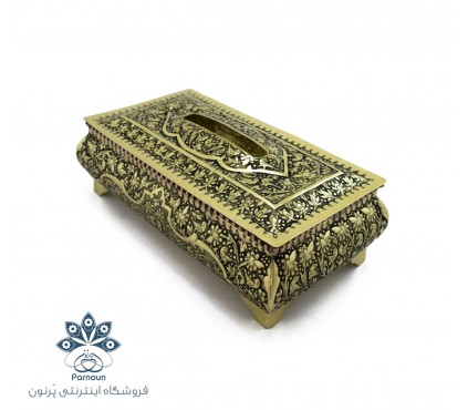 جا دستمال کاغذی قلمزنی و سیاه قلم اصفهان