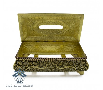 جا دستمال کاغذی قلمزنی و سیاه قلم اصفهان