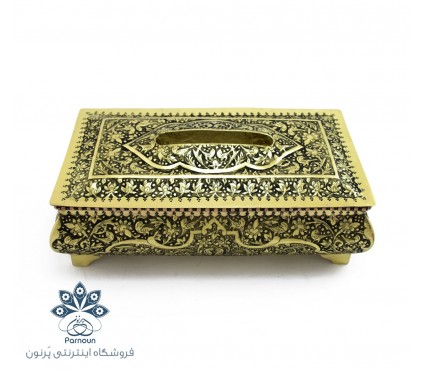 جا دستمال کاغذی قلمزنی و سیاه قلم اصفهان