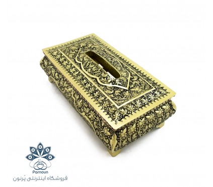 جا دستمال کاغذی قلمزنی و سیاه قلم اصفهان