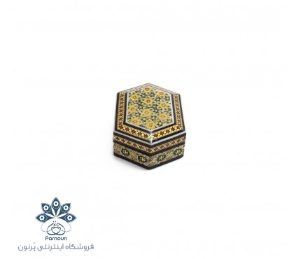 جعبه چوبی انگشتر خاتم‌کاری شده