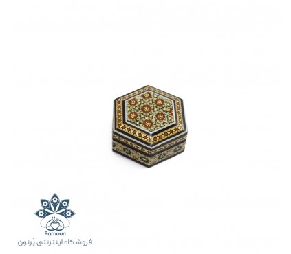 جعبه چوبی انگشتر خاتم‌کاری شده