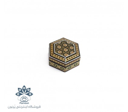 جعبه چوبی انگشتر خاتم‌کاری شده