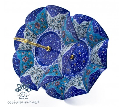 شیرینی خوری مسی 2 طبقه میناکاری شده با طرح پرداز