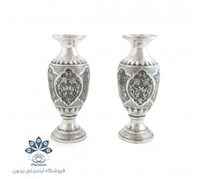 گلدان قلمزنی نقره نما 20 سانتیمتری