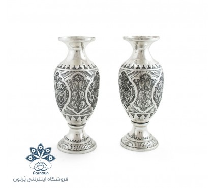 گلدان قلمزنی نقره نما 20 سانتیمتری