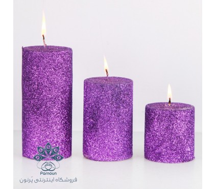 ست کامل شمع استوانه قطر 5/5 سانت اکلیلی بنفش