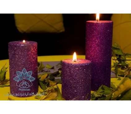 ست کامل شمع استوانه قطر 5/5 سانت اکلیلی بنفش