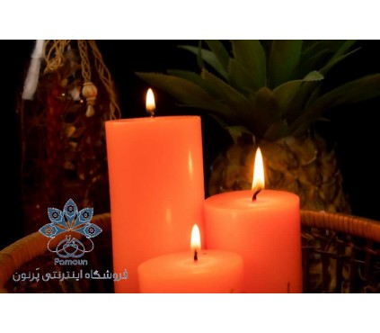 ست کامل شمع استوانه قطر 7 سانت رنگی نارنجی فسفری