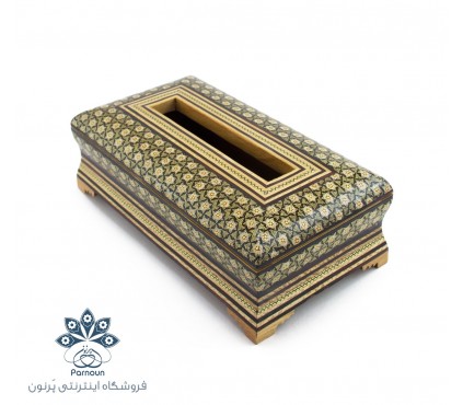 جا دستمال کاغذی چوبی خاتم کاری شده