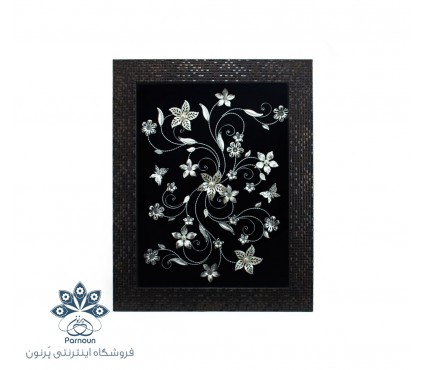 تابلو گل نقره 37 در 47 سانتیمتری با 3 عدد گل نقره عیار 840