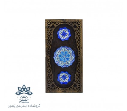 بشقاب مینا 3 تایی با قاب چوبی