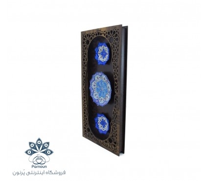 بشقاب مینا 3 تایی با قاب چوبی