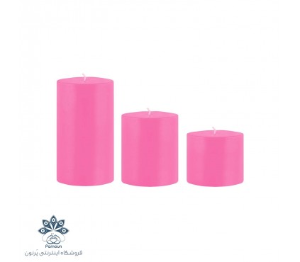 ست کامل شمع استوانه هورنو قطر 8/5 سانت رنگی صورتی فسفری