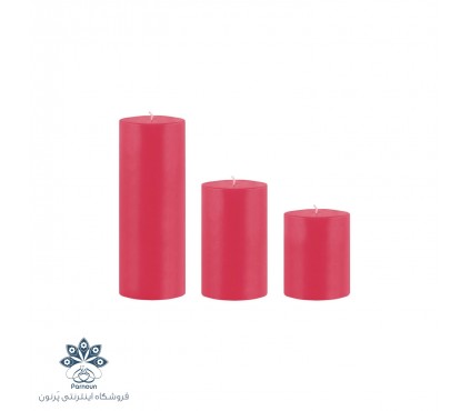 ست کامل شمع استوانه هورنو قطر 7 سانت رنگی قرمز