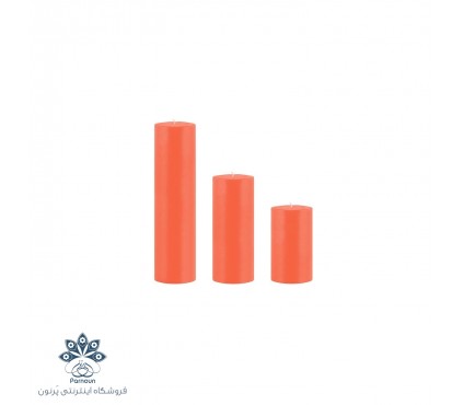 ست کامل شمع استوانه هورنو قطر 4 سانت رنگی نارنجی فسفری