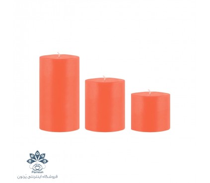 ست 3 عددی شمع نارنجی رنگ قطر 8/5 سانت