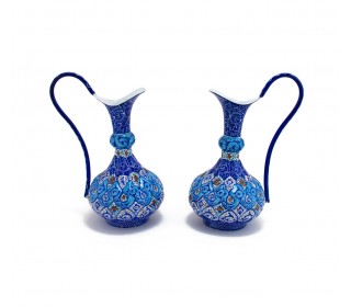 یک جفت پارچ میناکاری زیبا و چشم نواز 19 سانتی