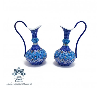 یک جفت پارچ میناکاری زیبا و چشم نواز 19 سانتی