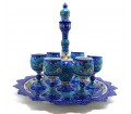سرویس شراب خوری مینا- تنگ، 6 عدد جام و یک سینی میناکاری شده