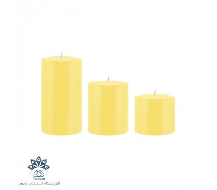 ست کامل شمع استوانه هورنو قطر 8/5 سانت رنگی زرد