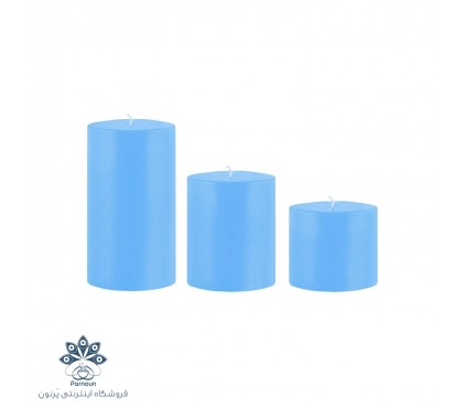 ست کامل شمع استوانه هورنو قطر 8/5 سانت رنگی آبی