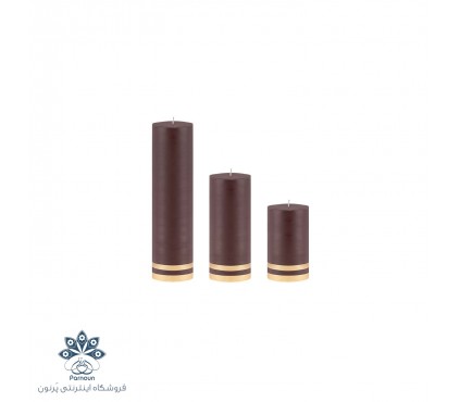 ست کامل شمع استوانه هورنو قطر 4 سانت طرحدار قهوه ای