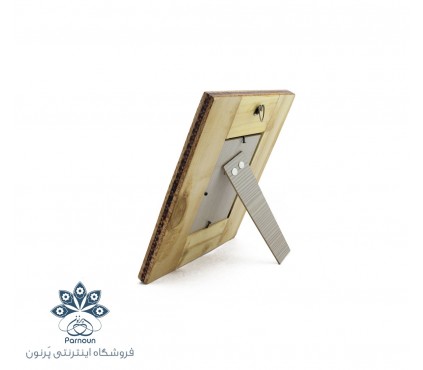  آینه رومیزی با قاب چوبی خاتم و نگارگری شده  19 در 23 سانت