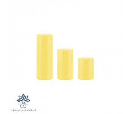 ست کامل شمع استوانه هورنو قطر 7 سانت رنگی زرد