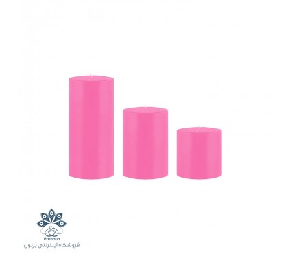 ست کامل شمع استوانه هورنو قطر 7 سانت رنگی صورتی فسفری