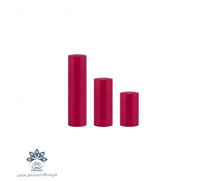 ست کامل شمع استوانه هورنو قطر 4 سانت رنگی زرشکی