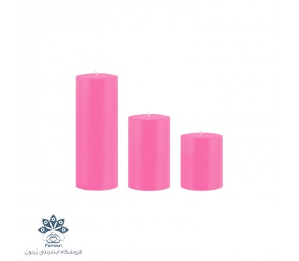 ست کامل شمع استوانه قطر 5/5 سانت رنگی صورتی فسفری