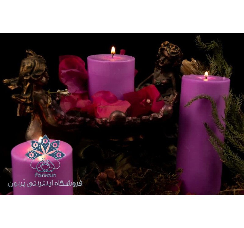 ست کامل شمع استوانه قطر 5/5 سانت رنگی یاسی