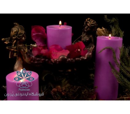 ست کامل شمع استوانه قطر 5/5 سانت رنگی یاسی