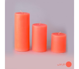 ست کامل شمع استوانه قطر 5/5 سانت رنگی نارنجی فسفری