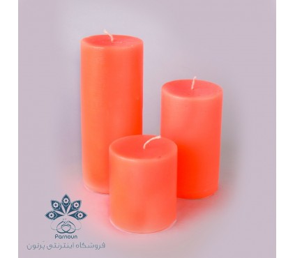 ست کامل شمع استوانه قطر 5/5 سانت رنگی نارنجی فسفری