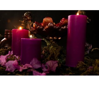 ست کامل شمع استوانه قطر 5/5 سانت رنگی بنفش