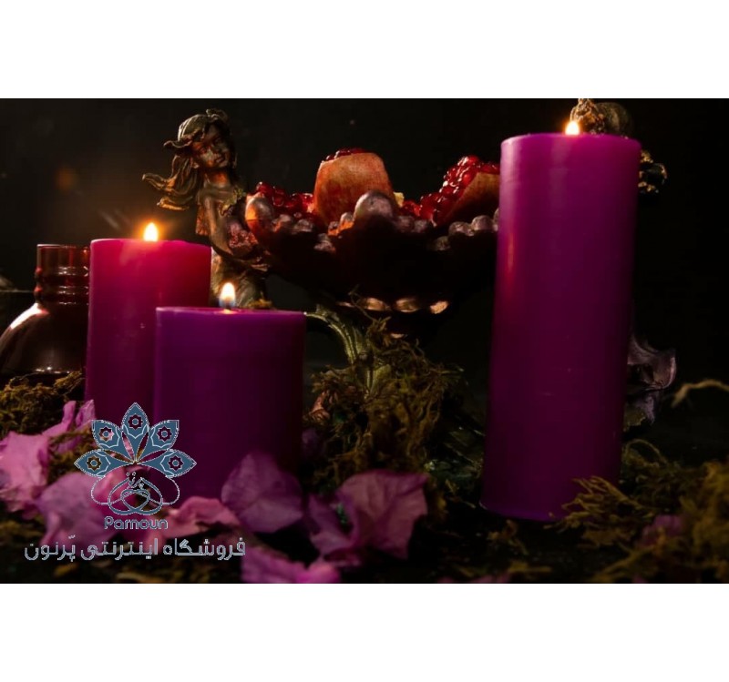 ست کامل شمع استوانه قطر 5/5 سانت رنگی بنفش