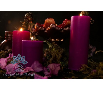 ست کامل شمع استوانه قطر 5/5 سانت رنگی بنفش