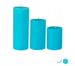 ست کامل شمع استوانه قطر 5/5 سانت رنگی آبی