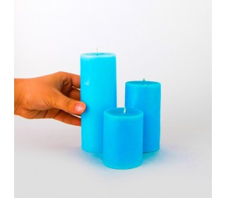 ست کامل شمع استوانه قطر 5/5 سانت رنگی آبی