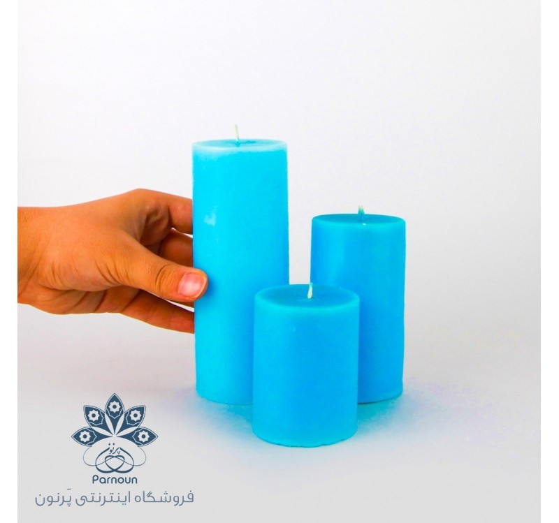 ست کامل شمع استوانه قطر 5/5 سانت رنگی آبی