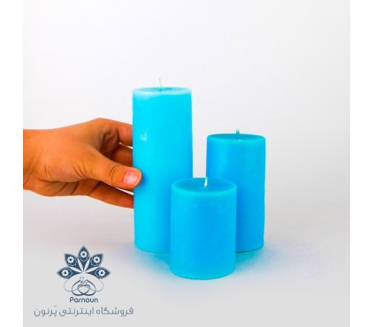 ست کامل شمع استوانه قطر 5/5 سانت رنگی آبی